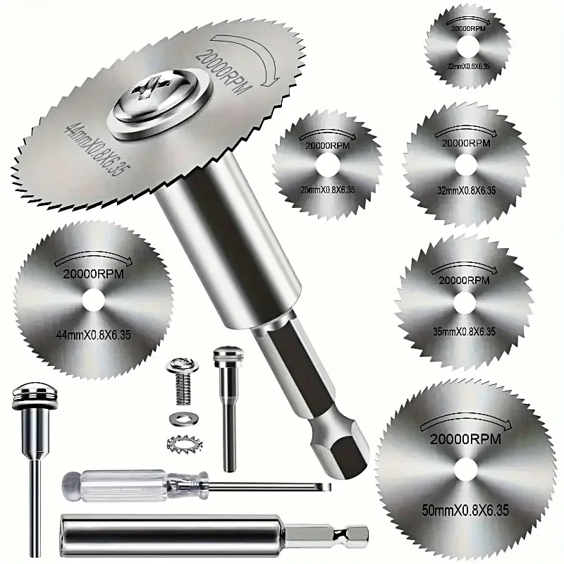 Sägeblätter aus Schnellarbeitsstahl, 10 Stück, 1/4 Zoll Sechskantschaft, universell passend für Schleifmaschinen, Metall-/Holz-/Kunststoff-Schneidscheiben, langlebige Rotationsscheiben