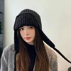 Fashion Ear Protection Knit Hat Winter Warm Cold Proof Flying Cap Solid Color Woolen Crochet Bonnet Korean Women Wool Beanie 4