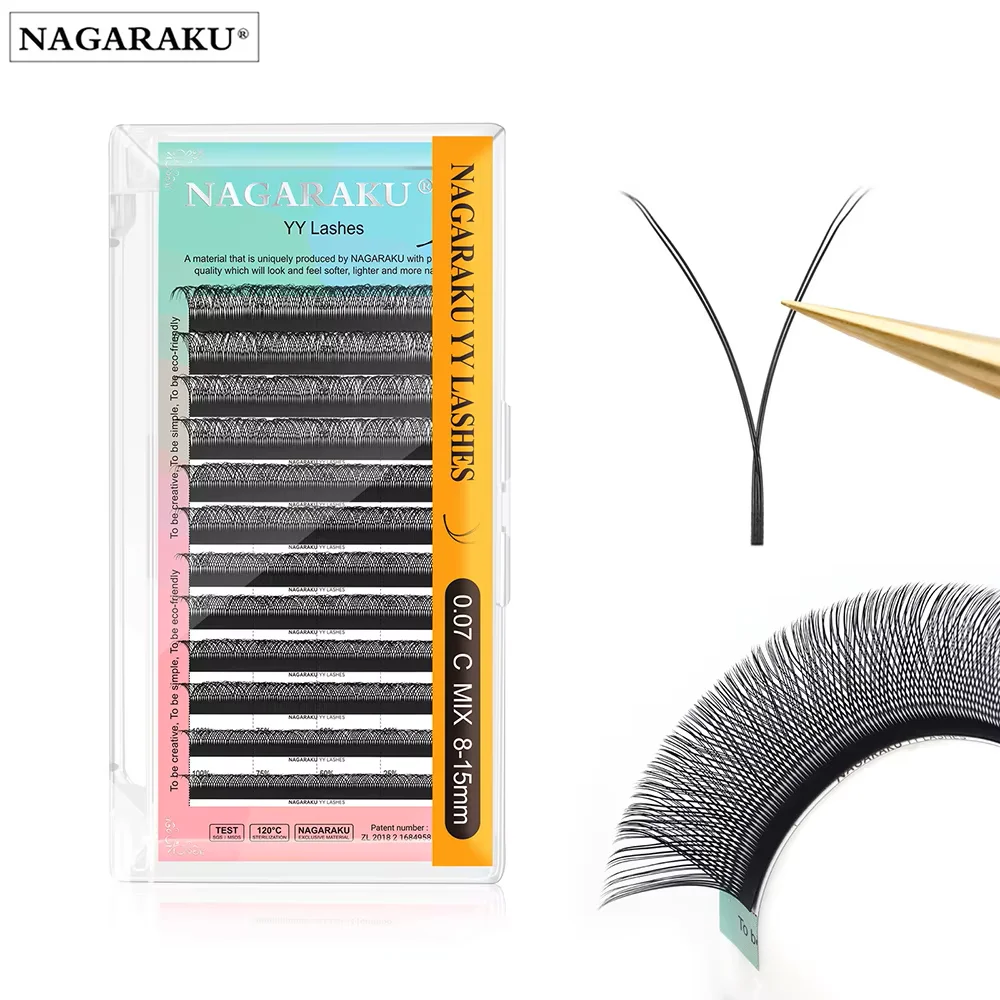 NAGARAKU YY Shape Hand Woven Premium Mink Soft Light Natural Eyelashes Extension Makeup Mesh 1