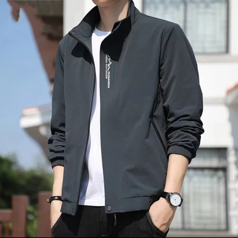 

Spring Autumn Men's Baseball Jersey Oversized Stand Up Collar Slim Fitting Jacket Fashion Versatile Outdoor Casual Jacket
