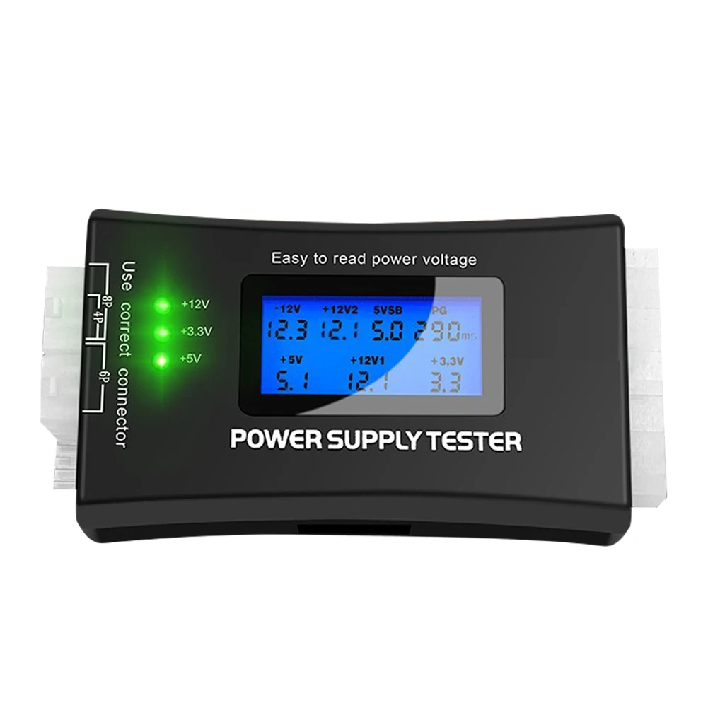 디지털 LCD 전원 공급 장치 테스터 다기능 컴퓨터, Sata LCD PSU HD ATX BTX 전압 테스트 소스, 20 24 핀
