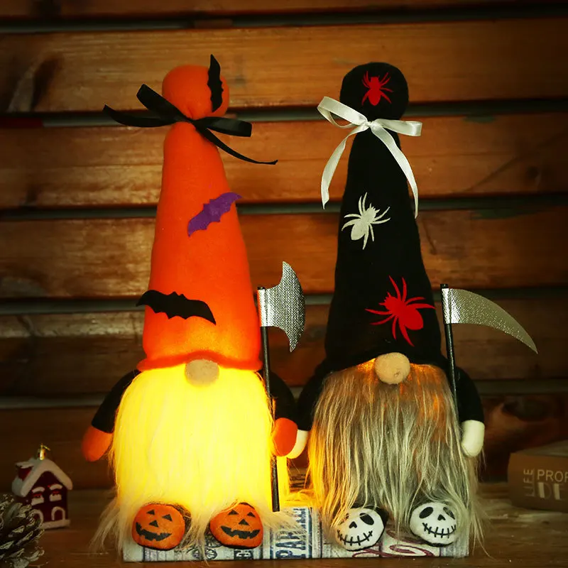 

LED Halloween Decorations Faceless Dwarf Doll Cosplay Stuffed Gnomes Plush Toys Christmas Desktop Table Ornaments Kids Gifts