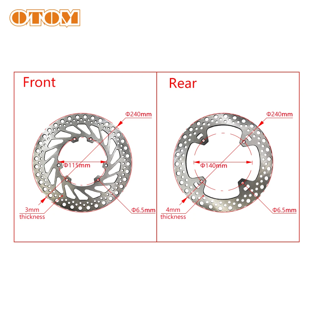 OTOM Motorcycle 240mm Front Rear Brake Disc For HONDA CR125R CR250R CRF450R CRF450X CRF450RX Motocross Enduro Steel Disk Rotors