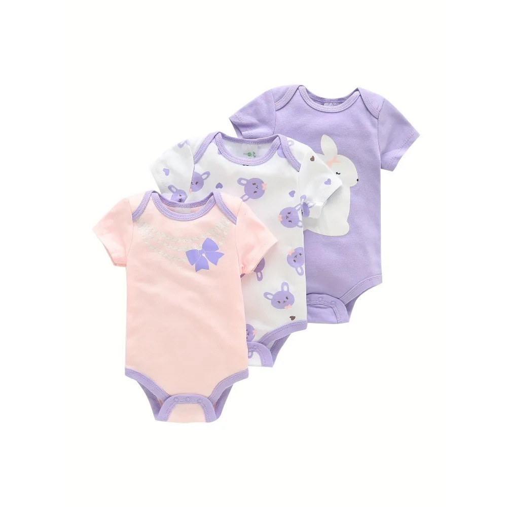 3PCS Infant Baby Cute Graphic One-piece Clothes For Boys And Girls, Newborn Pure Cotton Summer Romper newborn clothes 4