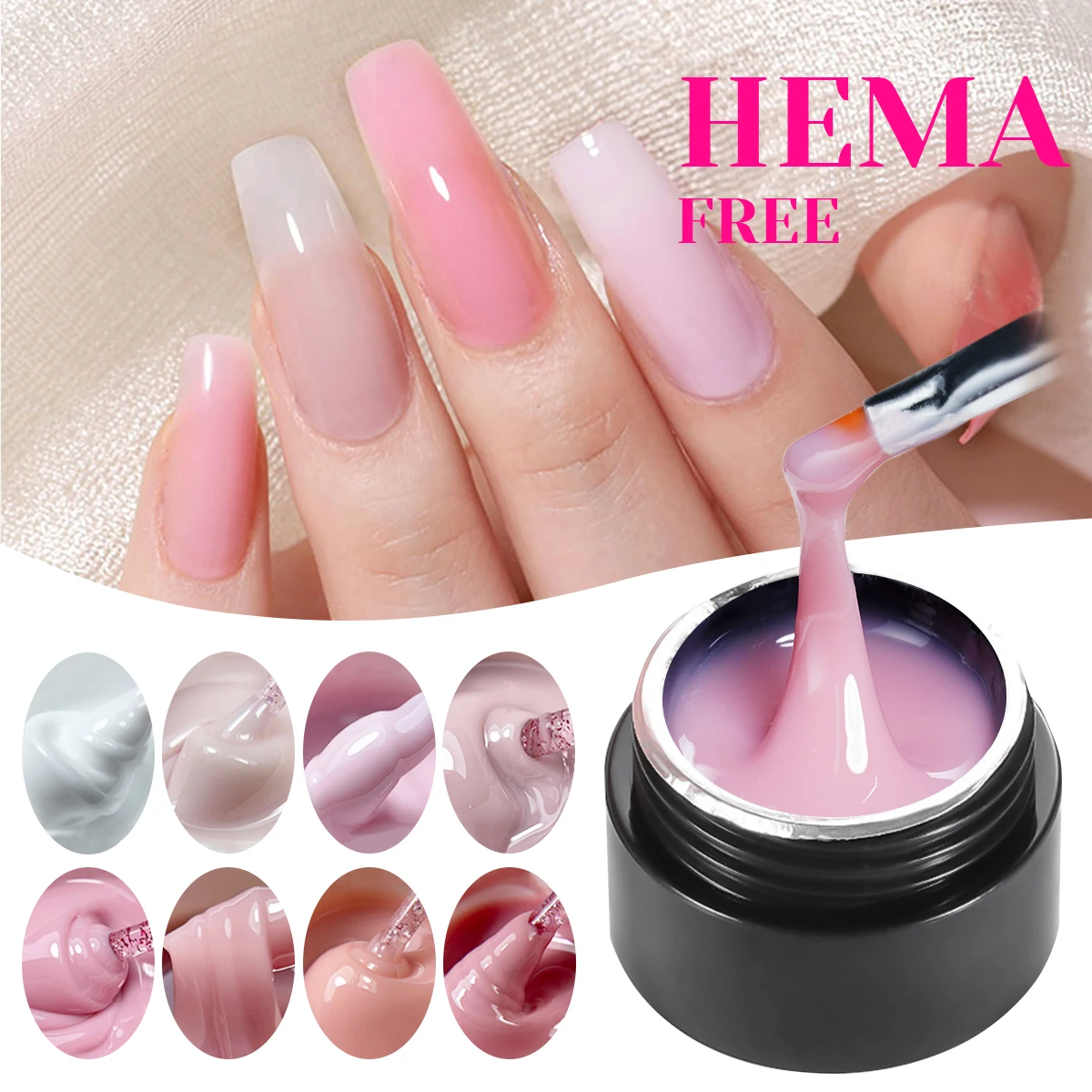 Gamour Heaven Hema Free No Heat Builder Nail Gel Nude Color High Quality Nails Jelly Hard Gel UV Gel Polish 2