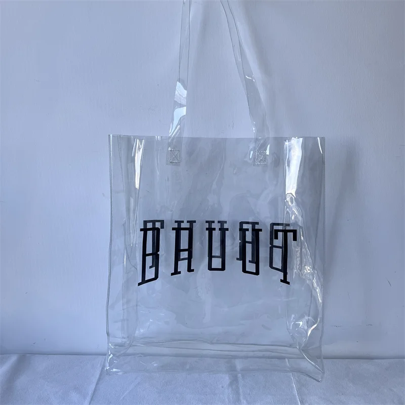 Wholesale Customized Big Large Clear Transparent PVC Plastic Customized  Logo Durable Reuse Women Summer Shopping Beach Bags From m.