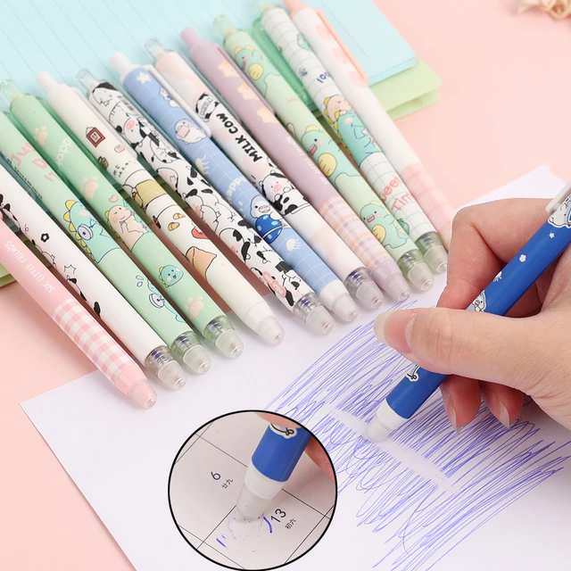 12Pcs Fancy Cute Ice Cream Pens Kawaii Funny Food Gel Ink Pen Erasable for  Writing Kids Girl Stationery Kit Kawai Blue Ballpoint - AliExpress