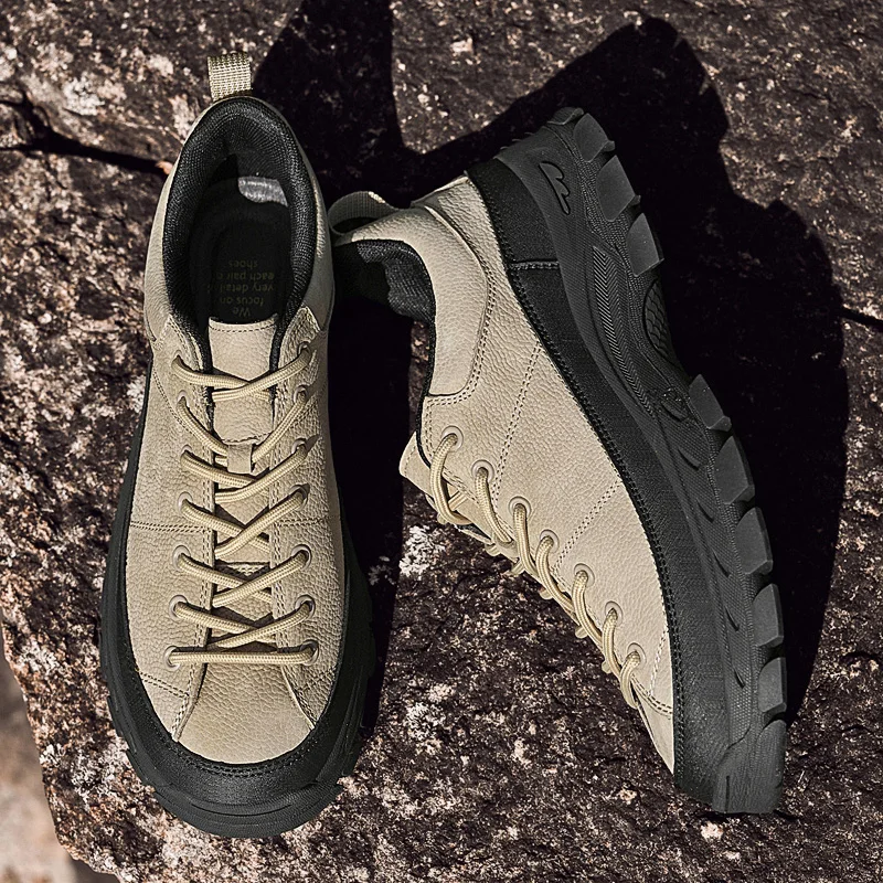 Genuine Leather Mens Sneakers Luxury Handmade Casual Shoes Fashion Designer Outdoor Walking Shoes New Male Skateboard Footwear - 4