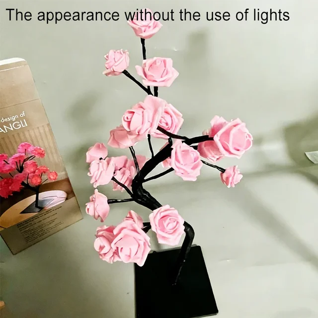 LED Table Lamp Rose Flower Tree USB Night Lights Home Decoration LED Table Lights Parties Xmas Christmas Wedding Bedroom Decor 6
