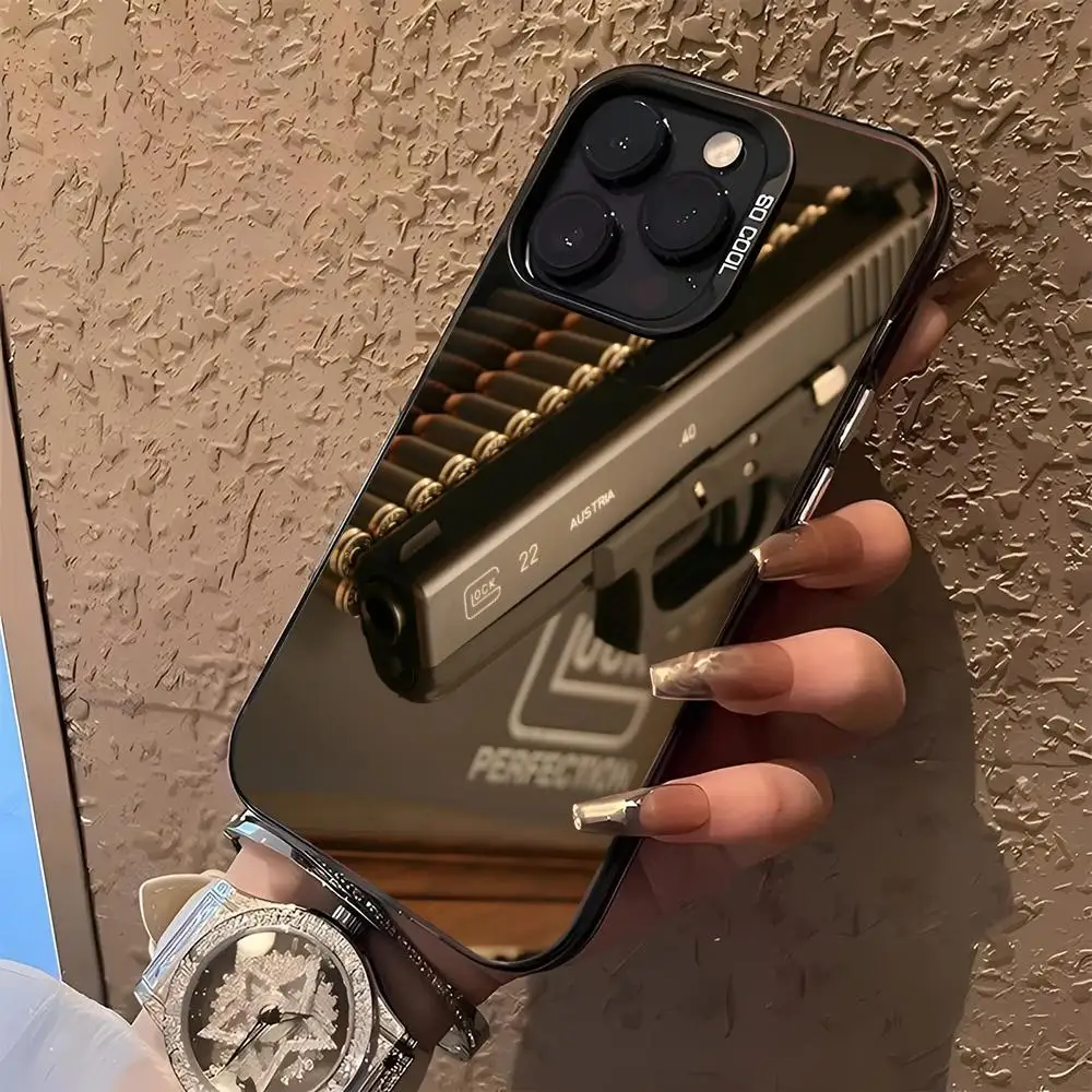 Glock Handgun Design Phone Case - Black & Silver Hard Shell Cover