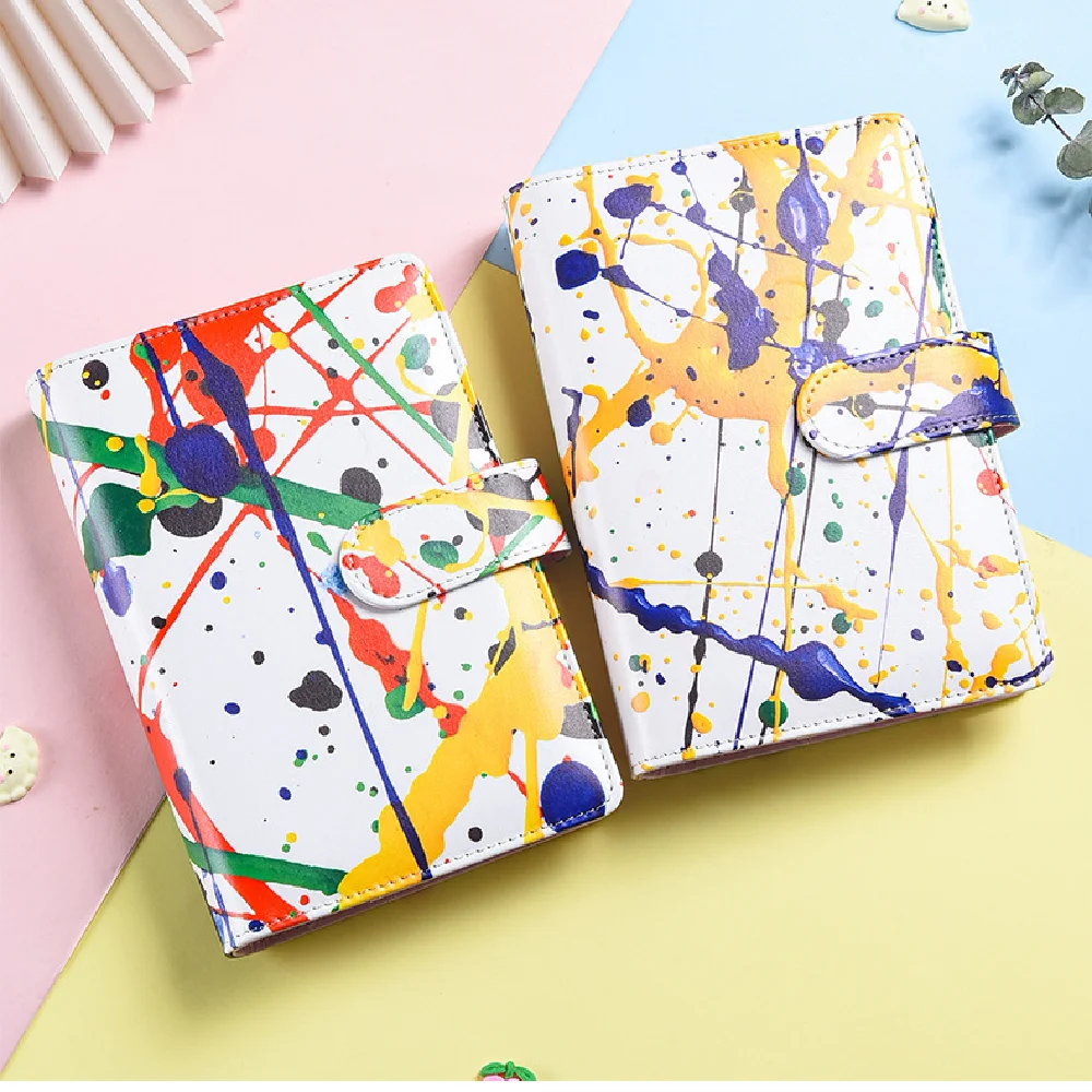 

A6 из искусственной кожи блокнот с 6 кольцами, блокнот с листьями, личный планировщик, магнитная застежка с 20 карманами, 3 дюйма страницы