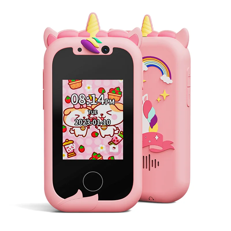 Kids Smart Phone Toys for Girls Unicorns Gifts 2.8 inch Touchscreen Dual Camera Music Player Learn Toys Christmas Birthday Gift 2