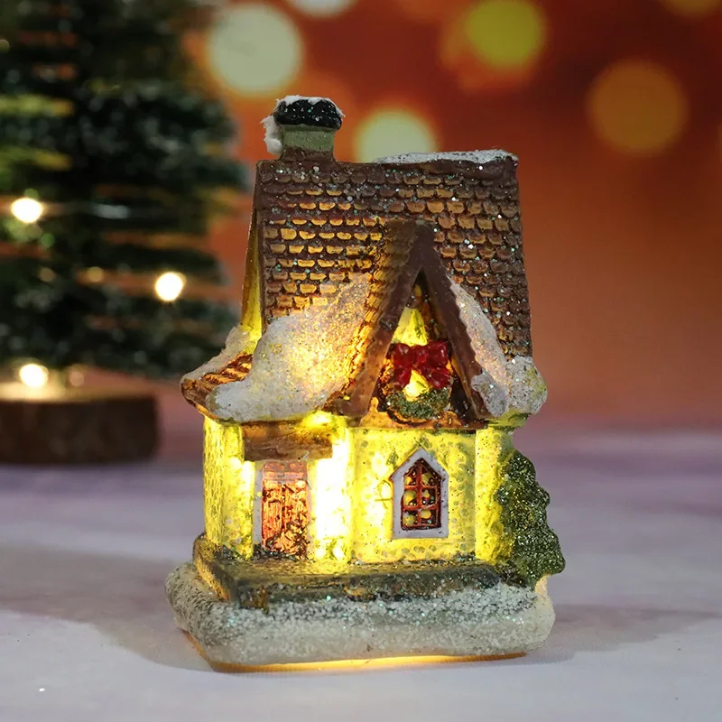 Festive LED Light-Up Miniature Christmas Village House Ornament
