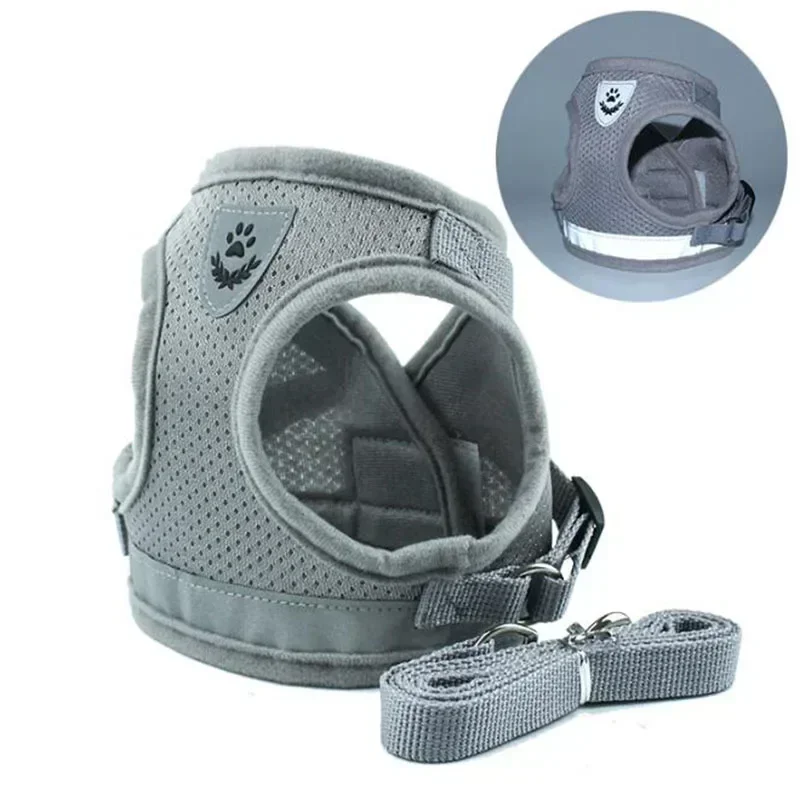 Adjustable Mesh Dog Vest Harness with Traction Rope