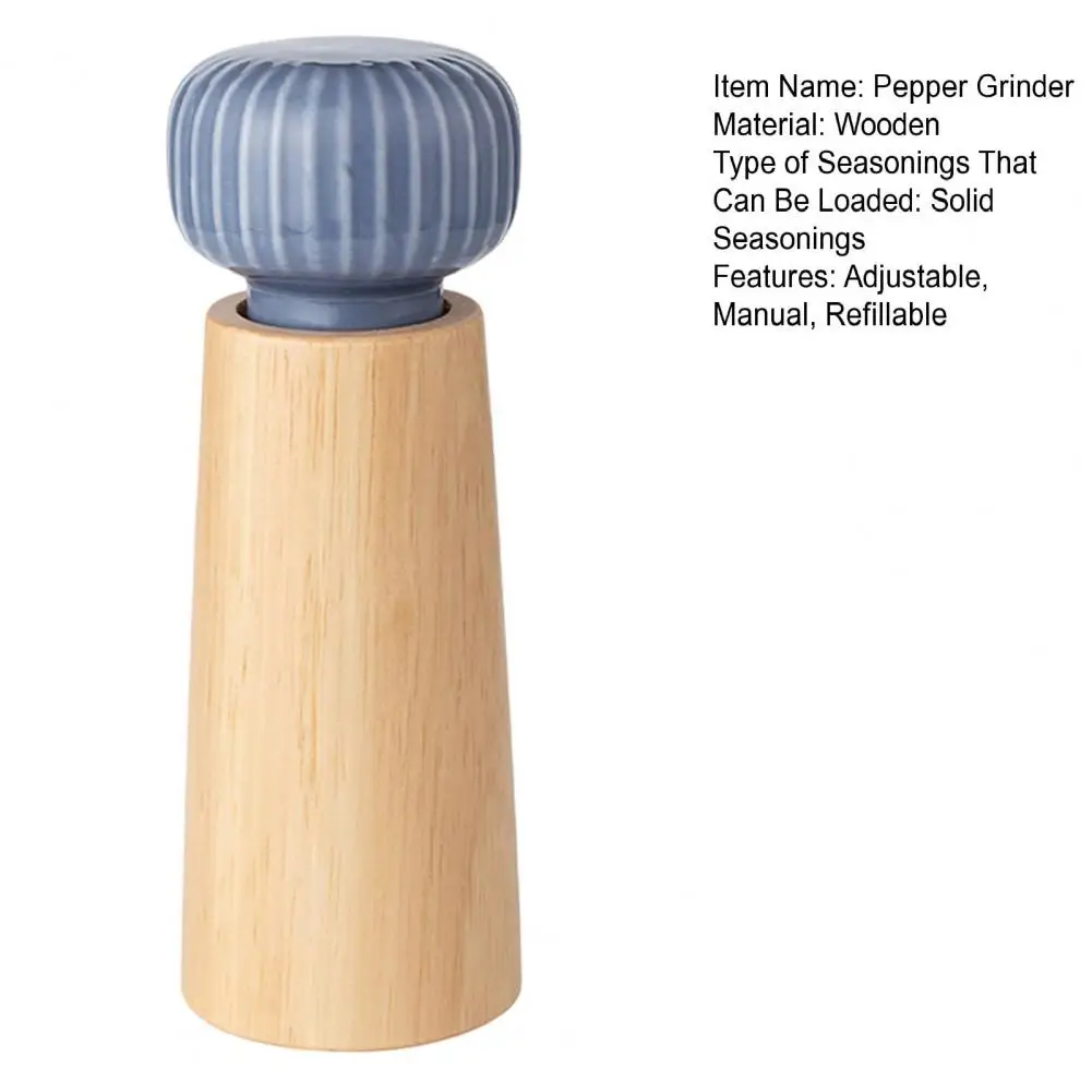 6/7 Inches Wooden Pepper Grinder Manual Salt And Pepper Mill Adjustable Coarse-grained Grinder Refillable Salt Mill Ceramic Lid