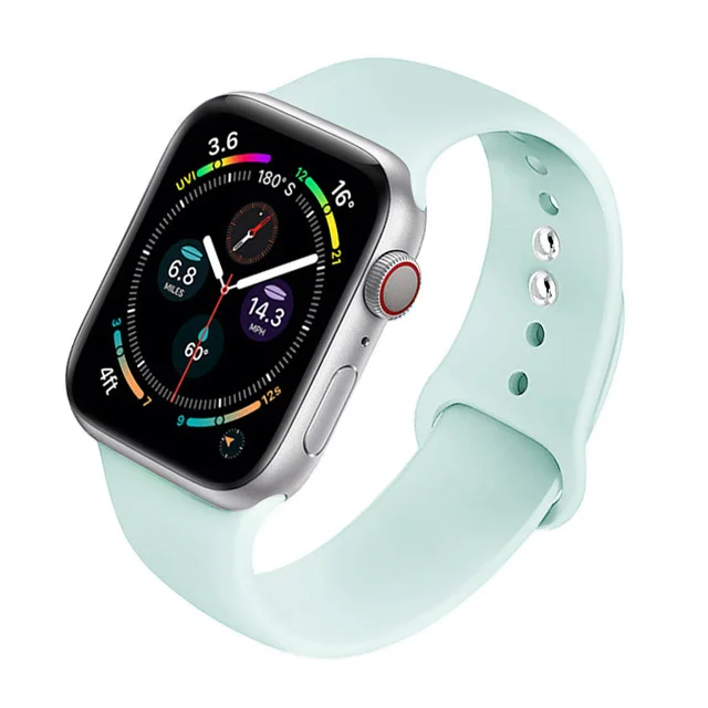 Silicone Strap For Apple Watch Band 44mm 40mm 41mm 38mm 45mm Smartwatch Rubber Sports Watchband Belt Bracelet iWatch 7 6 se 5 4 Seafoam-62
