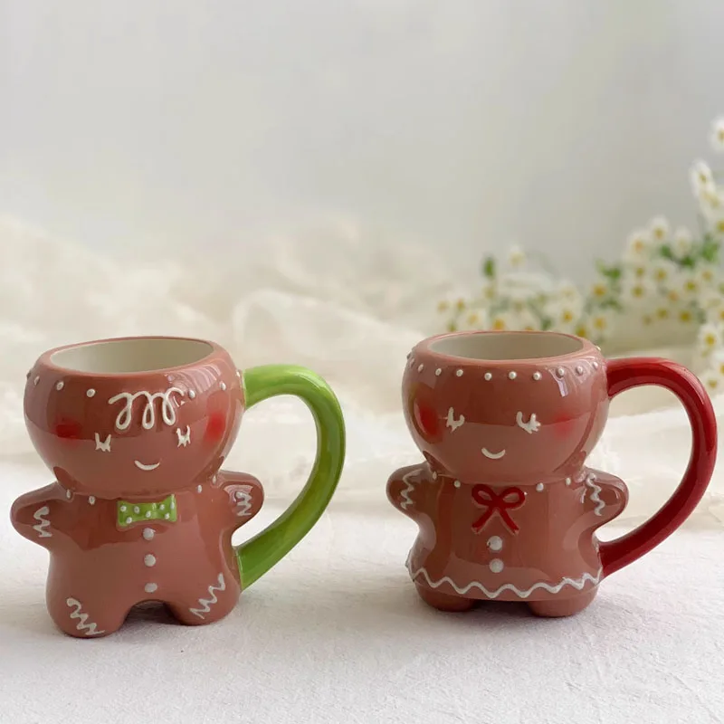 

Nordic Ceramics Pure Hand Painted Man Shape Mug Ornaments Living Room Kitchen Couple Mug Kids Coffee Crafts Christmas Decoration