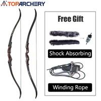 Archery 60" Wooden Hunting Recurve Bow, Traditional Lamination Hunting Bow, Outdoor Shooting Longbow Gifts, 30-60lbs Set 1