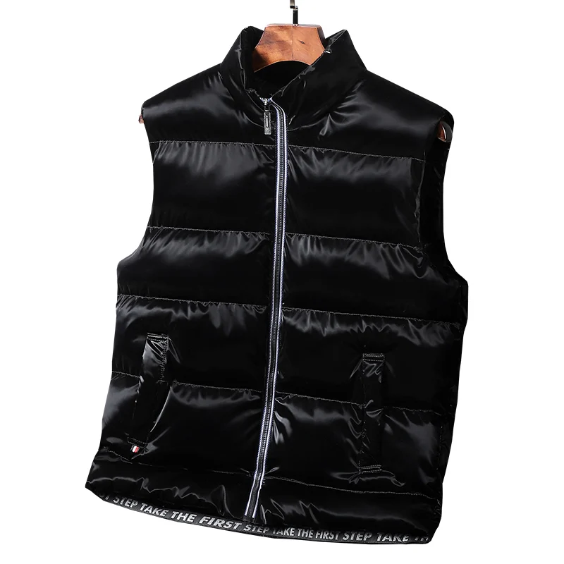 

Men Down Vest Warm Sleeveless Jackets Male Winter Waterproof Zipper Coat Autumn Stand-up Collar Casual Waistcoat Brand Clothing