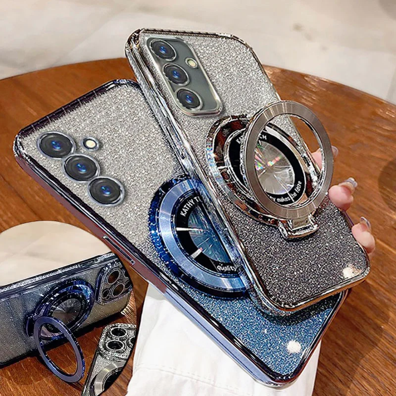 Samsung S25 S24FE Case Luxury with bracket Glitter Case For Samsung Galaxy Note 20 Ultra 10 S24 S23 S22 S21 S10 S9 Plus Case Holder_voghion.com