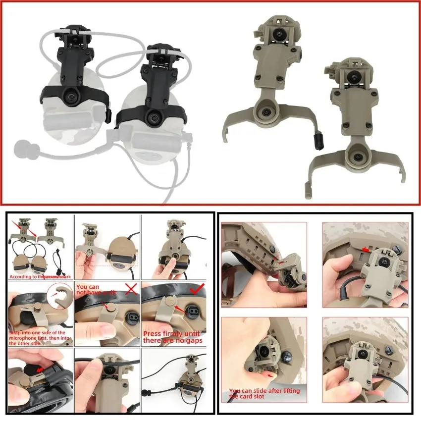 Tactical Headset Mount Adapter Tactical Helmet Fast Ops Core ARC Rail Adapter for COMTAC III II Outdoor Hunting Shooting Headset
