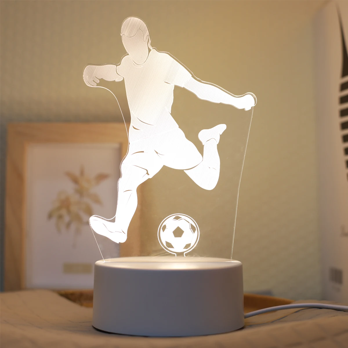 3D Creative Football Series Night Light 1pc USB Sports Decoration Home Decoration Desktop Creative Desk Lamp