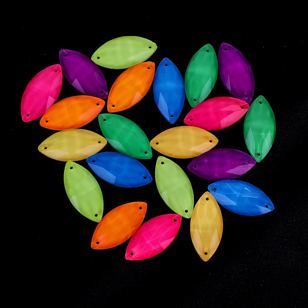 Glass Beads Stone Beads VC Fluorescent Horse Eye Sew on Rhinestone Navette Sewing Diamond Flatback DIY Accessories Wedding
