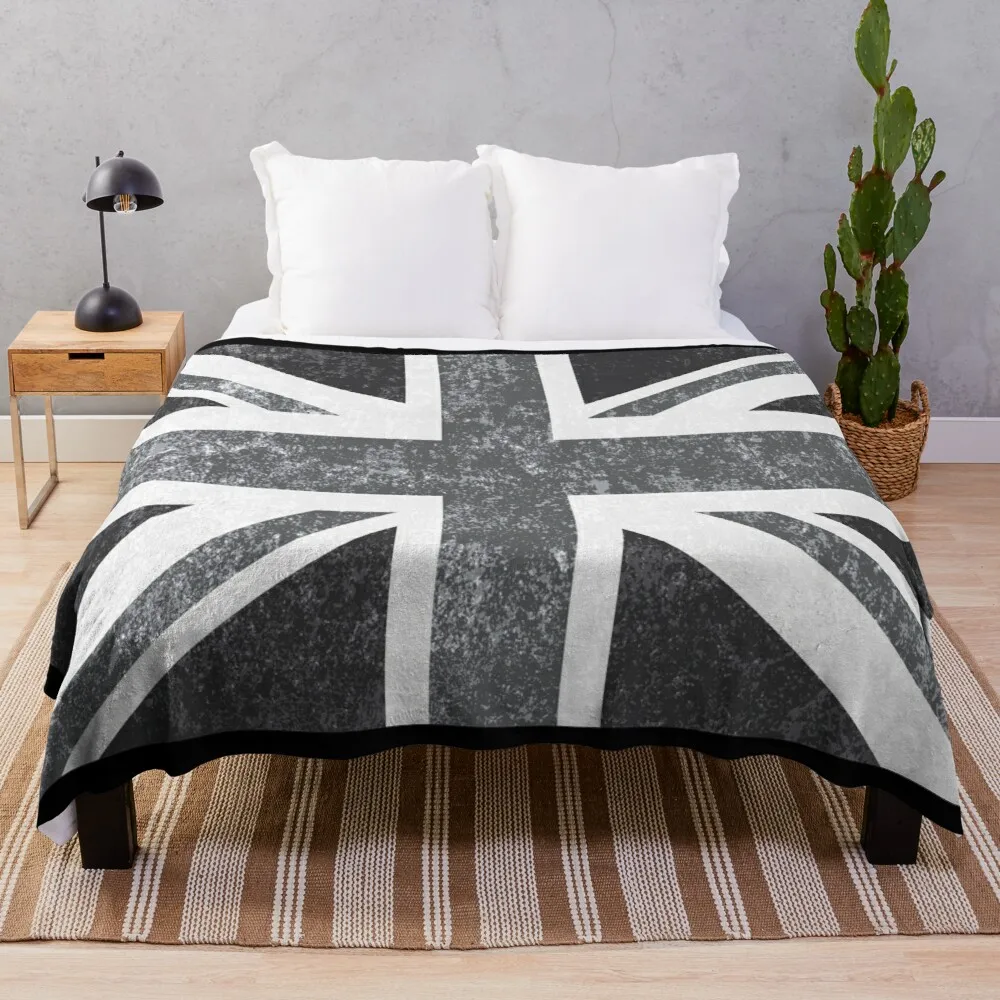 

Винтажное Флисовое одеяло из микрофибры Union Jack в масштабе серого