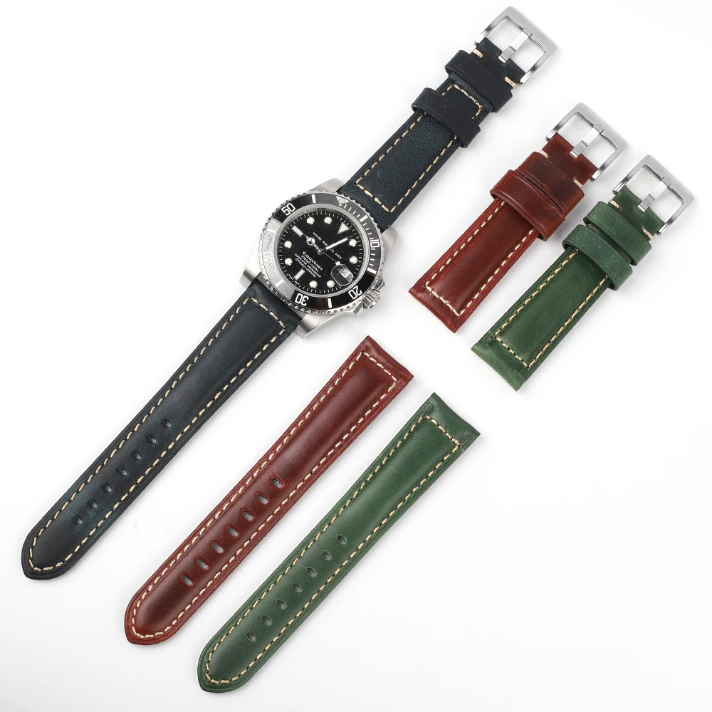 Onthelevel Genuine Leather Watchbadns 18mm 20mm 22mm 24mm Dark Blue Woemn Men Cowhide Watch Band Strap Watch Accessories