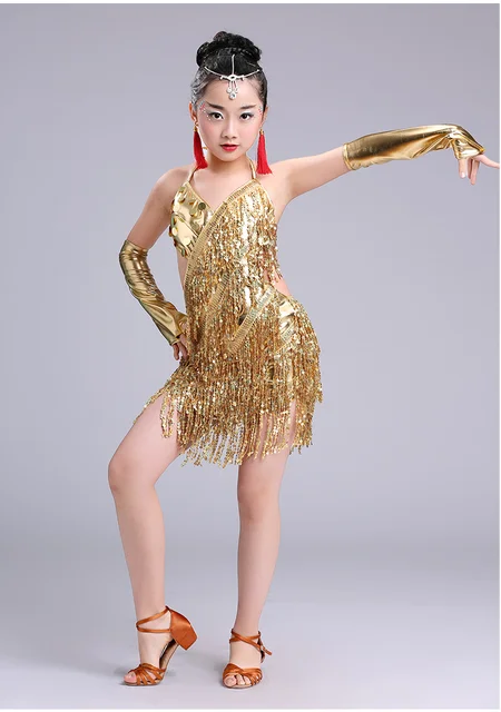 Children's Latin dance dress costume girls group competition practice clothes sequin costumes ballroom dance competition dresses 3