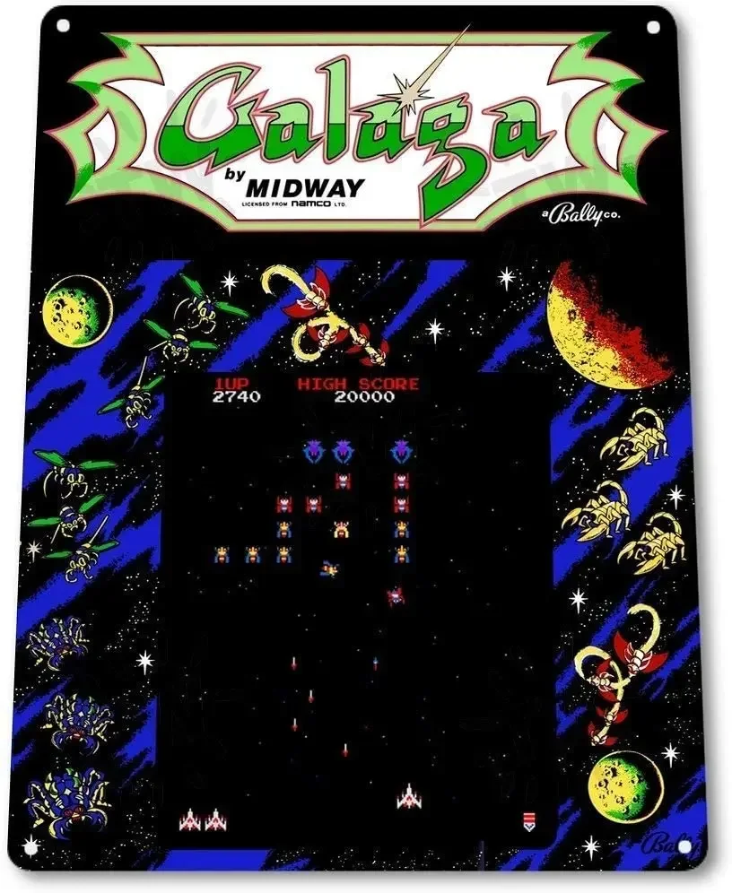 Vintage Bdts Galaga Arcade Shop Sala Giochi Art Marquee Consol Novità Parcheggio Retro Metal Tin Sign Targa Poster Wall Decor