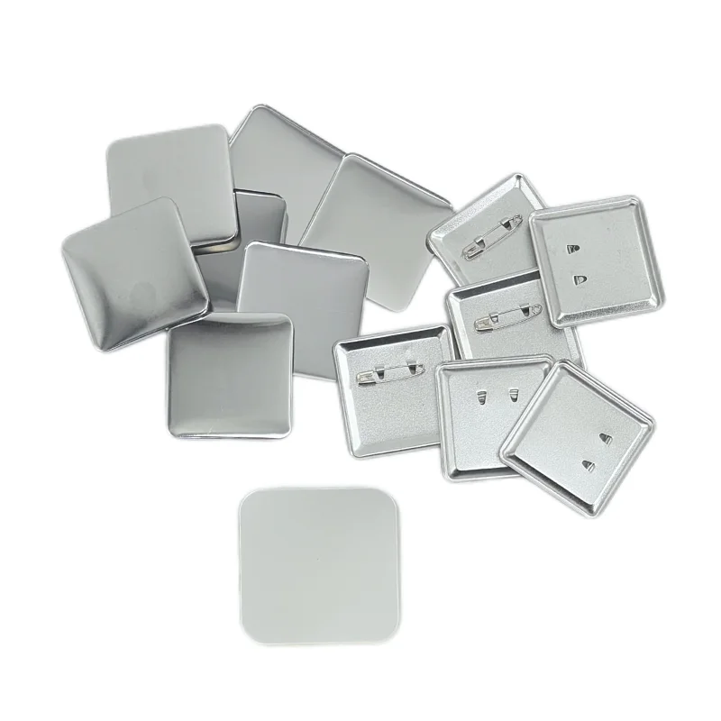 100PCS Metal Square Badge Button Making Parts DIY Making Badge Pins Consumables Material for Square Button Maker Supplies