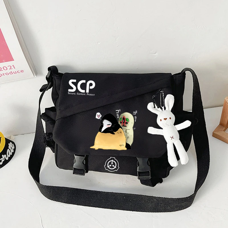 SCP Handbag Messenger Shoulder Strap Travel Bag Black Cartoon 5