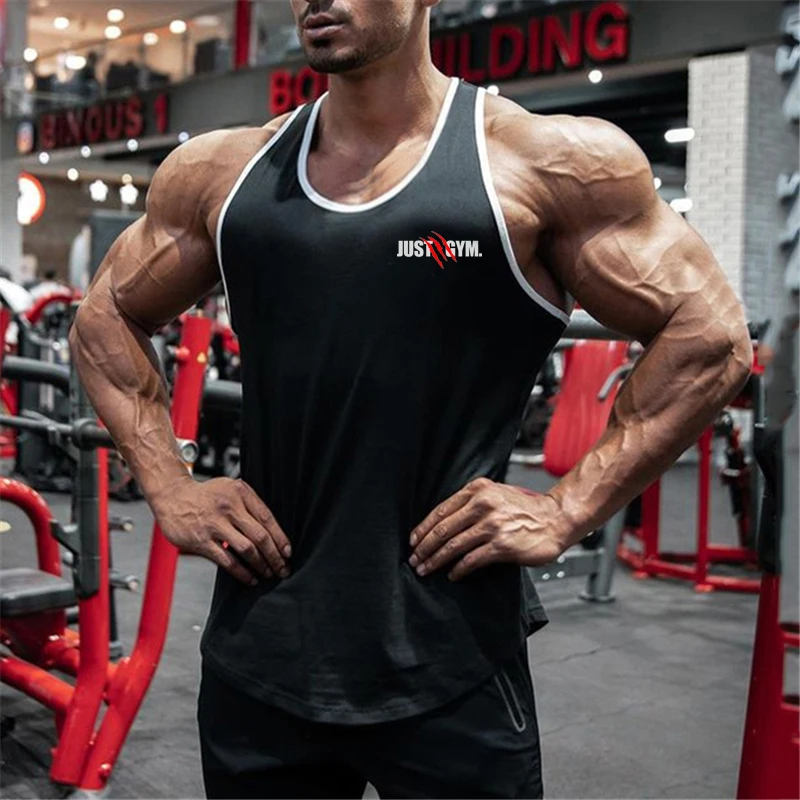 

New Mens Tank Top Workout Casual Fashion Vest Bodybuilding Gym Clothing Sporting Cotton Muscle Fitness Sleeveless Singlets