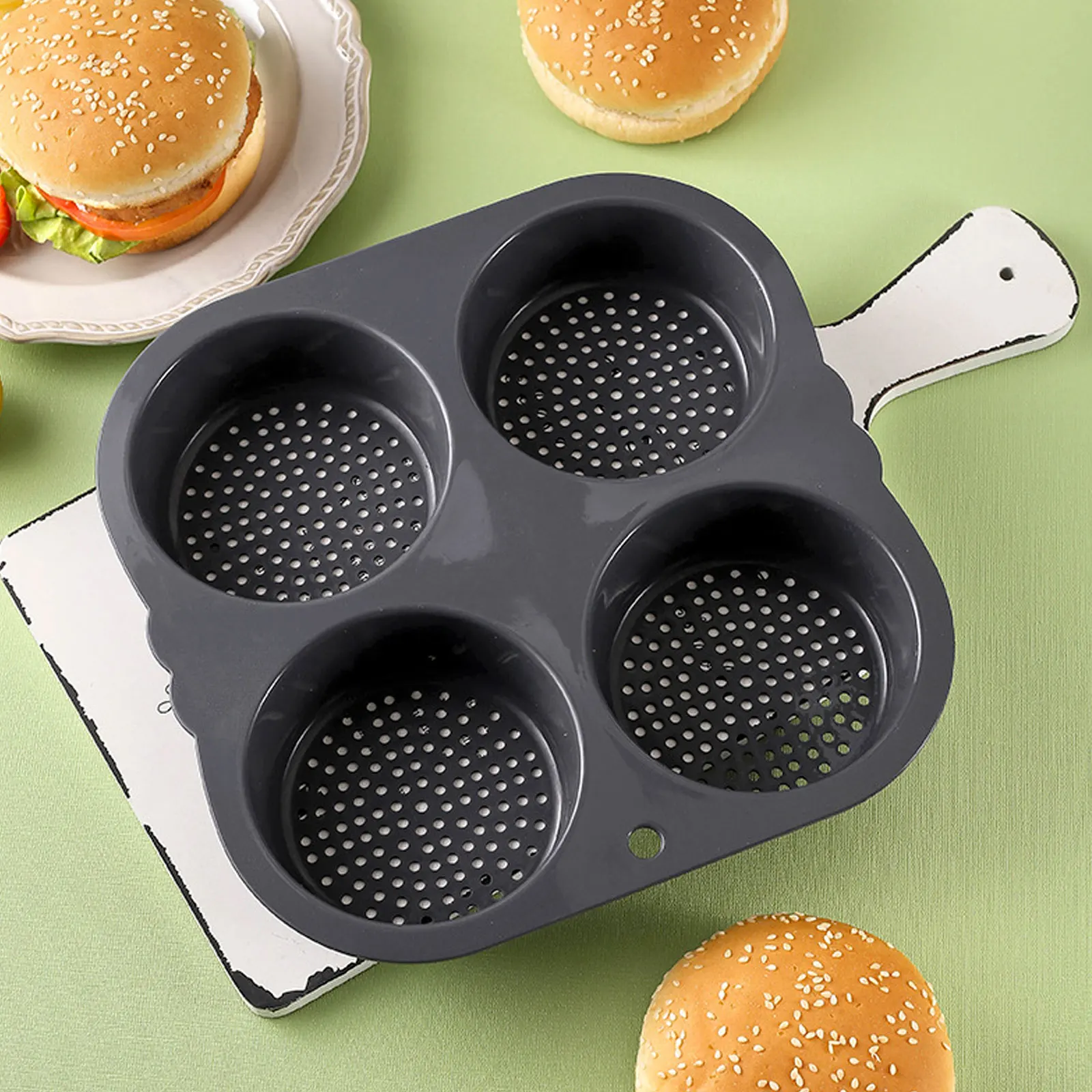 Hamburger Bun Pan Food Grade BPA Free Heat-Resistant Dishwasher Safe Burger  Mold Baking Pan Kitchen Accessories - AliExpress