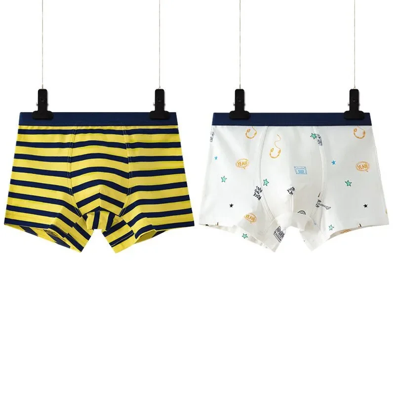 Boys Underwear 4Pcs/Lot Boys Boxer Children's Underwear Stripped Navy Blue Cato Underpants Boys' Clothing