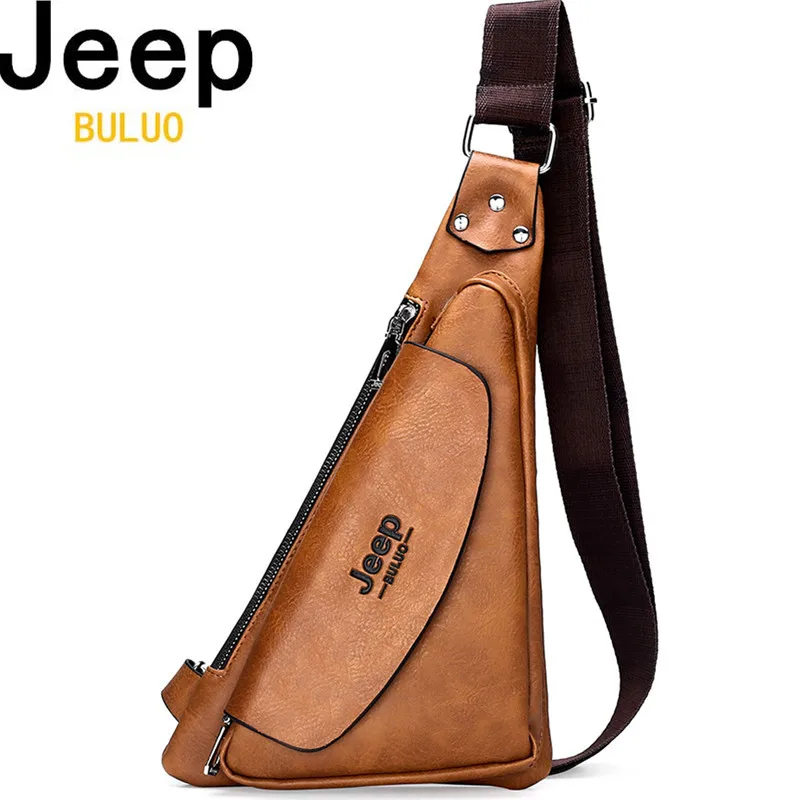 jeep buluo large capacity split leather bag for man messenger bag new men crossbody bag shoulder bags multi function men handba JEEP BULUO Breast Package Men Shoulder Crossbody Bag Leisure Waterproof and Hard-Wearing Split Leather Travel Male Bags