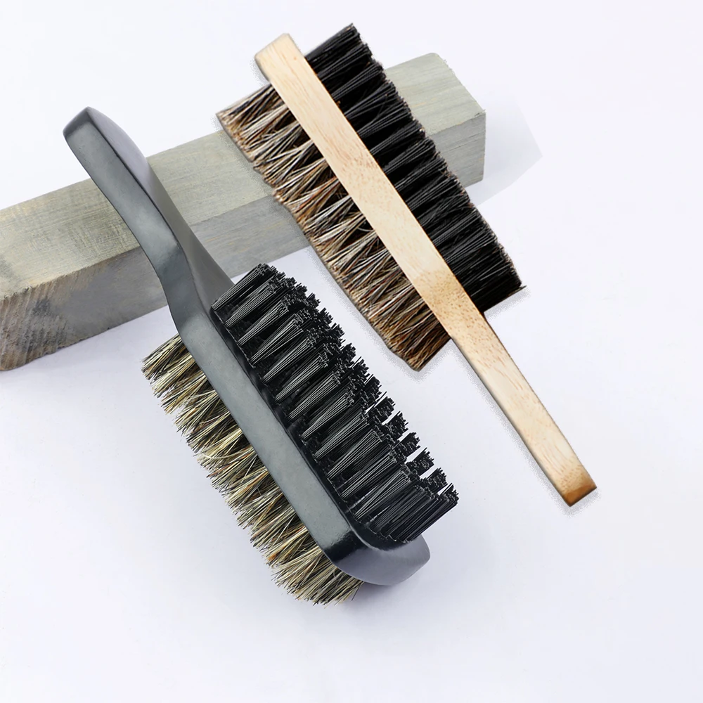 Wooden Handle Nylon Hair Beard Brush Shaving Tools Wooden Curved Men's Beard Shaving Brush Hairstylist Figure Eight