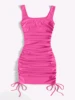 Summer ribbed vest dress drawstring pleated tight elastic hip skirt 5