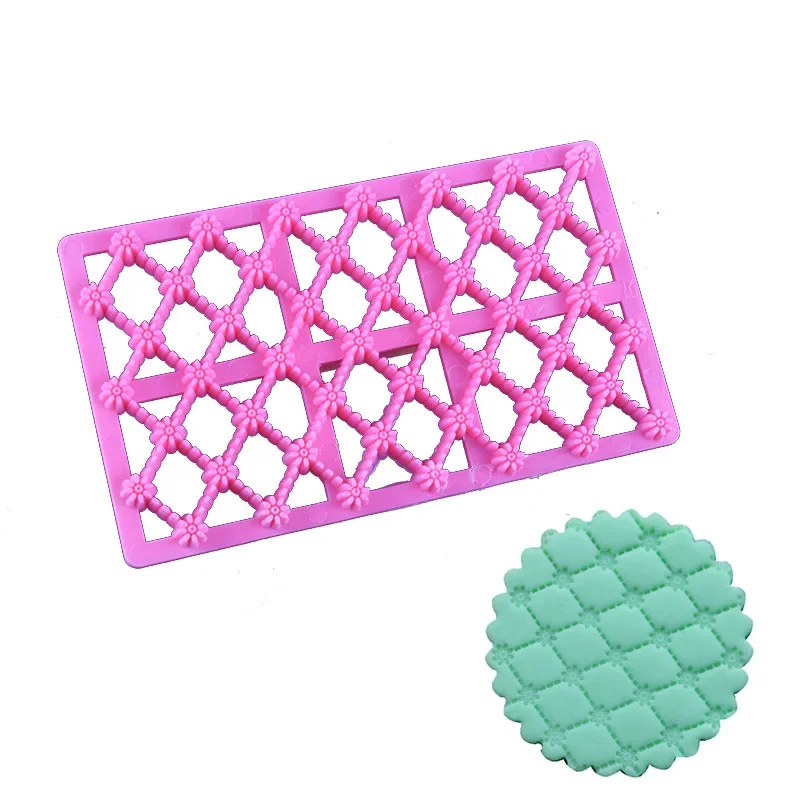 Description Picture 5 of itemPlastic Printing Biscuits Cake Cookie Cutter Fondant Lace Cake Decoration Petal Quilt Embosser Mold Cake Tools Pastry Baking Hot