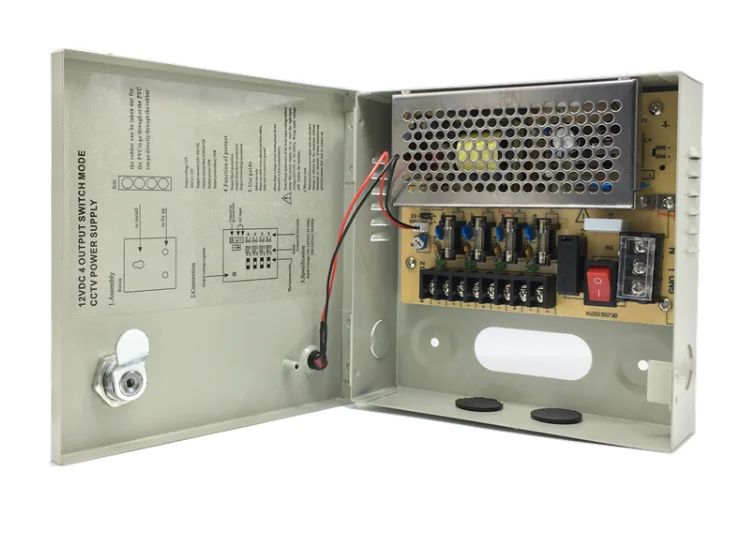 CCTV camera power supply 4 channels DC12V5A LED switching power supply box