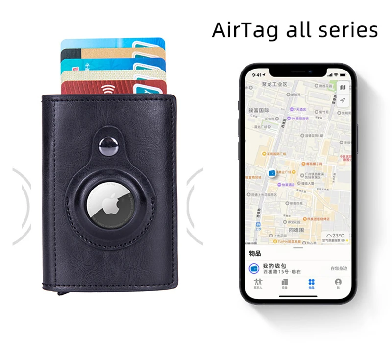 2022 Rfid Airtag Porta Carte Da Uomo Portafogli Portafogli Portafogli In Pelle Pu Anti Sottile Per Apple Air Tag Borse Maschili Custodia Intelligente