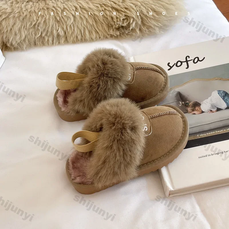 Boys Girls Cotton Slippers New 2024 Autumn Winter Children Indoor Non-slip Comfort Kids Plush Slippers Home Casual Warm Shoes 6