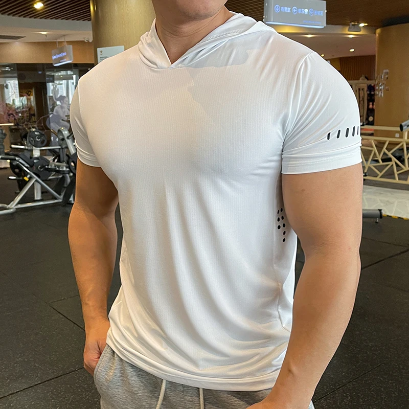 Hooded Short Sleeve Men's Sports & Fitness T Shirt - Men's Fitness ...