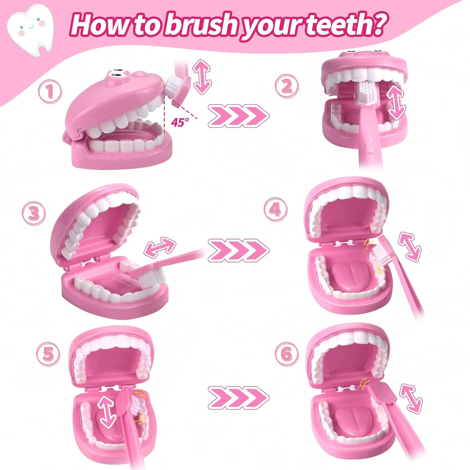 9PCS Plastic Simulation Dentist Play Set, Medical Kit Pretend Toy for Kids, Dentist Early Education Brushing Game for Kids 3