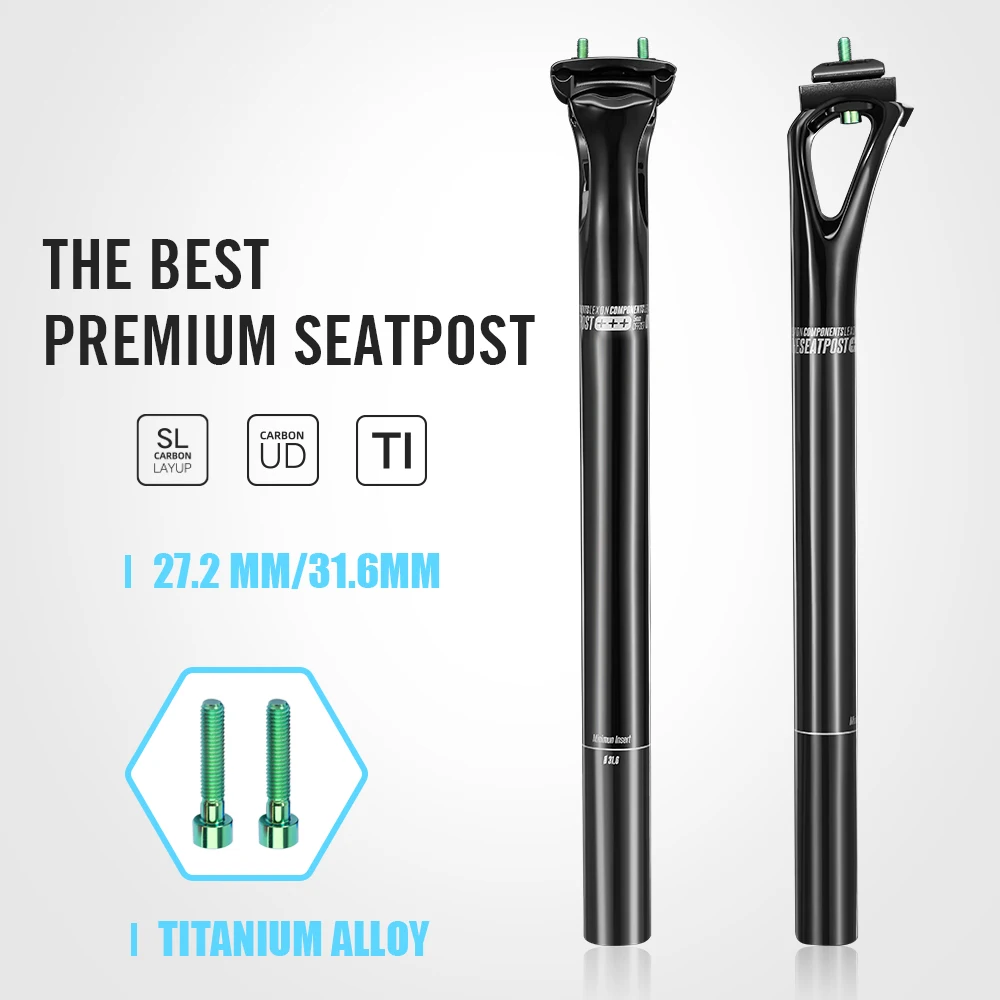 Canote de selim Lexon Carbon MTB 27,2/31,6 mm para estrada e cascalho 350/400 mm com deslocamento de 5 mm para bicicleta, tubo para assento de mountain bike, peças para ciclismo