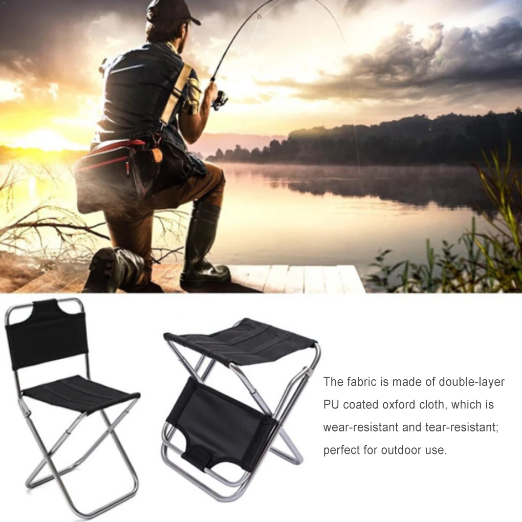 Tabouret pliant de pêche en alliage d'aluminium et toile Oxford pour camping randonnée