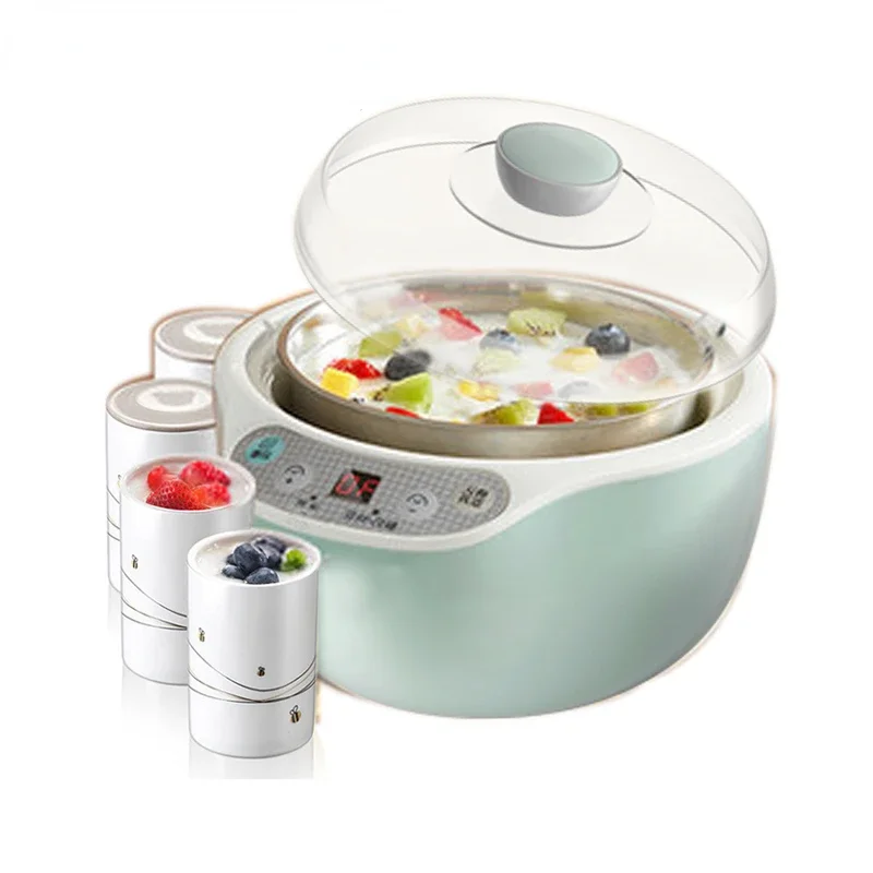 DMWD Multifunction Electric Yogurt Maker Leben Fermenter Automatic Glass Liner Natto Rice Wine Yoghurt Machine 4 Cups Container