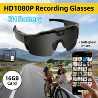 Anti-Glare Glasses with Camera HD 1080P Recording Glasses with 16GB Card POV Sports Glasses Windproof Ski Goggles 2H Battery