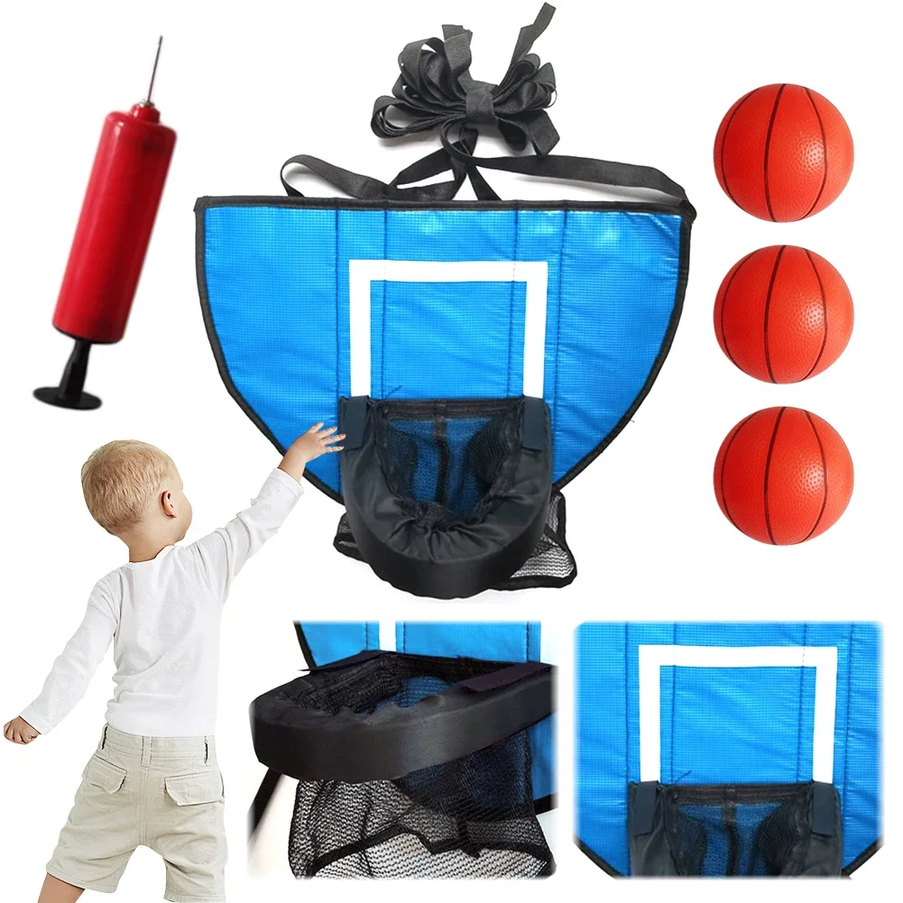 Trampoline Basketball Hoop with Pump Basketball Balls Trampoline Mini Hoop Easy To Assemble Accessories